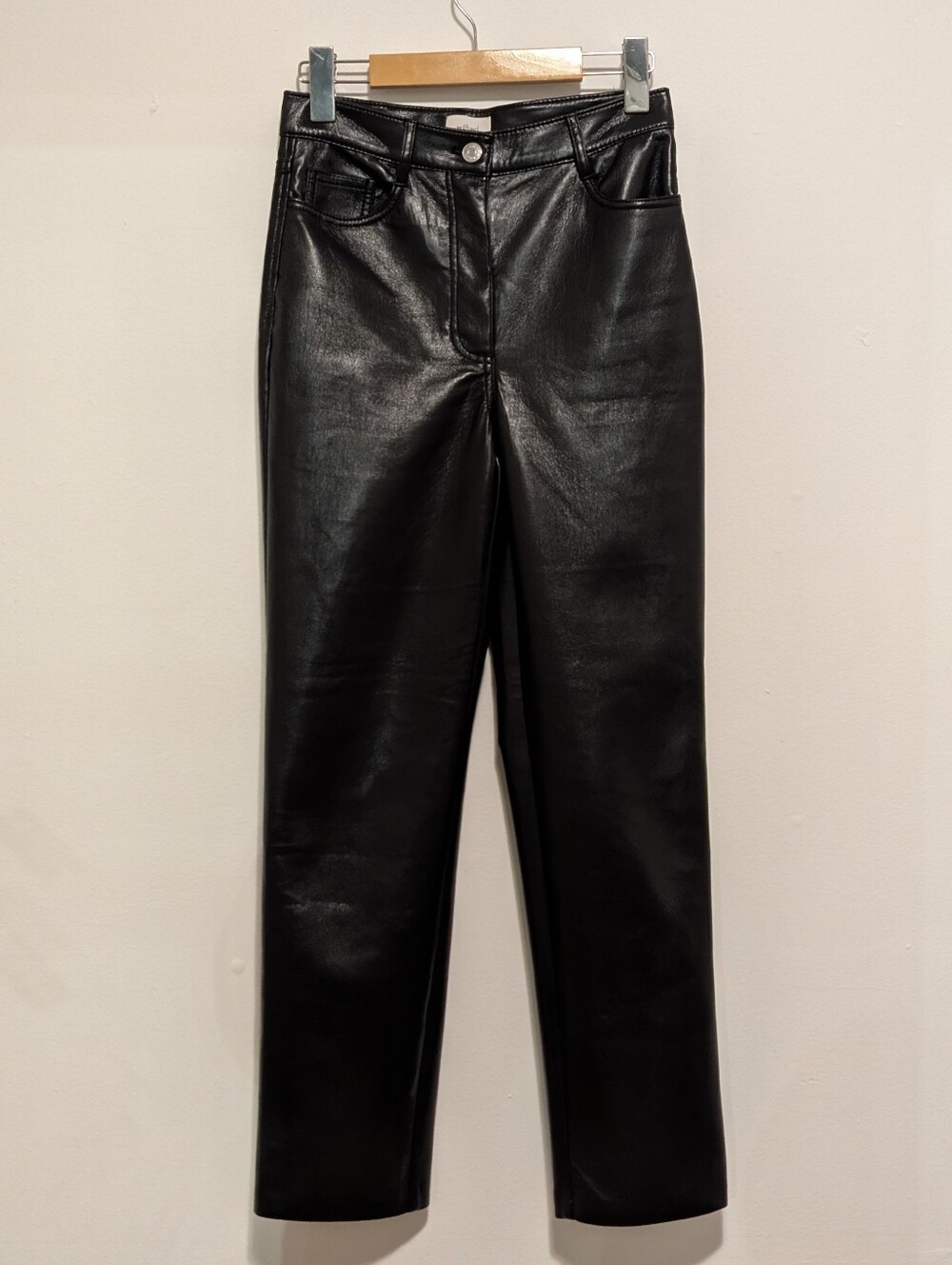 Wilfred Aritzia The Melina Vegan Leather Straight Leg Pants Black Academia 0